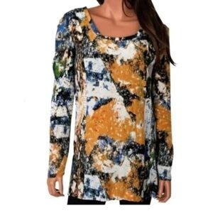 🎨 Tory Burch Abstract Print Long Sleeve Tunic Top – Size 8